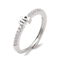 Дева Стойка с покрытием из латуни, прозрачные регулируемые кольца созвездия кубического циркония для женщин, без кадмия и без свинца, долговечный, Дева, 4.9x5.2 мм, внутренний диаметр: 18 мм