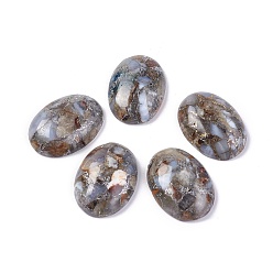 Халцедон Кабошоны из синтетического халцедона, Серебряная линия, окрашенные, овальные, 25~25.5x18~18.5x7.2 мм