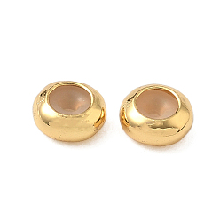 Настоящее золото 18K Латунные бусины, с резиной внутри, ползунки, рондель, реальный 18 k позолоченный, 6x3 мм, отверстие : 1.2 мм