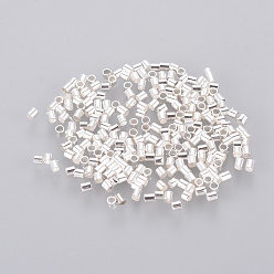 Silver Brass Crimp Beads, Cadmium Free & Lead Free, Tube, Silver, 1.5x1.5mm, Hole: 1mm