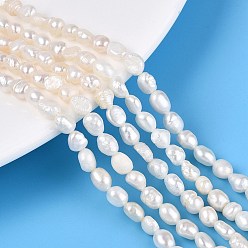 Кремово-белый Нити из натурального культивированного пресноводного жемчуга, барочный жемчуг кеши жемчужные бусы, двух сторон полированной, кремово-белые, 4~7x4~6x2.5~6 мм, отверстие : 0.5 мм, около 63~66 шт / нитка, 13.39 дюйм (34 см)