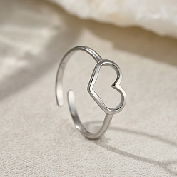 Нержавеющая Сталь Цвет Сердце 201 манжеты из нержавеющей стали для женщин, цвет нержавеющей стали, внутренний диаметр: 18 мм