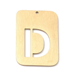 Letter D Ionenbeschichtung (IP) 304 Edelstahlanhänger, Rechteck mit Alphabet, hohl, letter.d, 32x22x1 mm, Bohrung: 1.5 mm