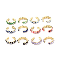 (52) Непрозрачная лаванда Серьги-манжеты с эмалью из латуни, реальный 18 k позолоченный, злые глаза, без кадмия и без свинца, разноцветные, 11x12x3 мм