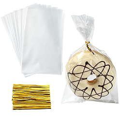 Прозрачный 100пластиковые пакеты из полипропилена, с железными связями, прямоугольные, прозрачные, 20x12x0.01 см