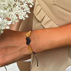 Черный Плетеные браслеты из волокон и полиэфирных нитей для женщин, сердце с крыла, чёрные, внутренний диаметр: 11 дюйм (28 см)