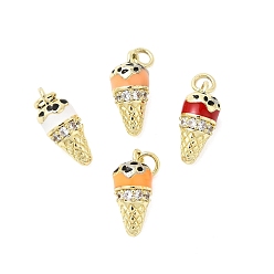 Золотой Латунные микро проложить кубического циркония подвески, мороженое прелести, с эмалью, с целью перехода в кольце, золотые, 18x8x7.5 мм, отверстие : 3.2 мм