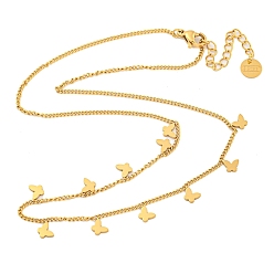 Бабочка 304 из нержавеющей стали кабель цепи ожерелья, ожерелья с подвесками, бабочка, 15.83 дюйм (40.2 см)