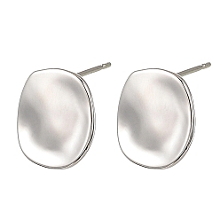 Platinum SHEGRACE Brass Stud Earring Findings, Nuggets, with Loop, Cadmium Free & Lead Free & Nickel Free, Platinum, 12.5x11.5mm, Hole: 1.2mm, Pin: 12x0.8mm