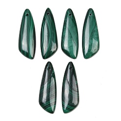 Wing Природного малахита подвески, подходящие подвески, крылатые прелести, 38.5x13x4.5 мм, отверстие : 1.4~1.6 мм