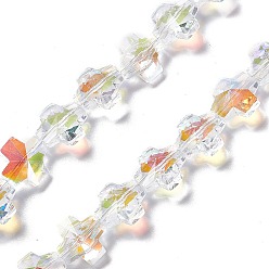 Cross Граненые круглые стеклянные бусины, прозрачные, крестик, 14x14x8 мм, отверстие : 1 мм, около 58~60 шт / нитка, 27.36~28.34 дюйм (69.5~72 см)