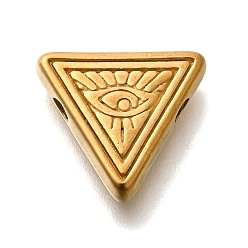 Настоящее золото 18K Ионное покрытие (ip) 304 шарики из нержавеющей стали, треугольник с глазом, реальный 18 k позолоченный, 12x14x4 мм, отверстие : 2 мм