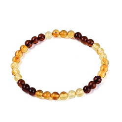 Ámbar Ámbar natural pulseras del estiramiento de cuentas, rondo, diámetro interior: 2.17 pulgada (5.5 cm), perlas: 5.5~6 mm