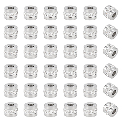 Couleur Acier Inoxydable 30pcs 304 perles en acier inoxydable, avec argile polymère strass, colonne, couleur inox, 6.5x5mm, Trou: 2.5mm