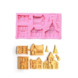 Темно-Розовый Пищевые силиконовые формы, формы помады, для украшения торта поделки, цвет шоколада, конфеты, изготовление ювелирных изделий на основе смолы и эпоксидной смолы, мультфильм дом, темно-розовыми, 195x113x14 мм, внутренний диаметр: 4.5~77x8~65 мм