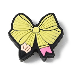 Шампанско-Желтый Силиконовые бусины-бантики, фокусные бусы, шампанское желтый, 24x27.5x8.5 мм, отверстие : 3.5 мм