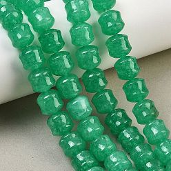 Зеленый Бусины из натурального белого нефрита, окрашенные, колонка, зелёные, 10x10 мм, отверстие : 1 мм, около 40 шт / нитка, 15.75'' (40 см)
