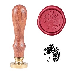 Золотой DIY альбом, латунные сургучные печати и деревянные ручки, цветочным узором, золотые, 8.9 см, штампы: 2.55x1.4 см