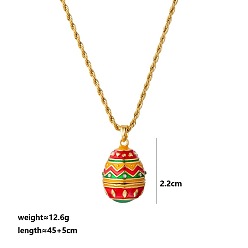 Разноцветный Подвеска-колье в виде пасхального яйца из латуни с кубическим цирконием и эмалью, открывающаяся, в виде клетки для бусин., золотые, красочный, 17.72 дюйм (45 см), Кулон : длиной 22 мм 