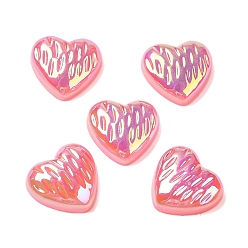Light Coral UV Plating Acrylic Cabochons, Iridescent, Heart, Light Coral, 11.5~12x12~12.5x4mm