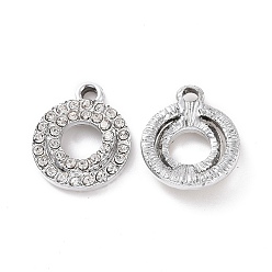 Платина Сплава кристалла горный хрусталь подвески, плоские круглые прелести, платина, 17x14x4 мм, отверстие : 2 мм