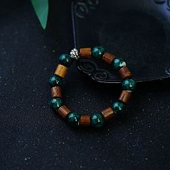 Темно-серый Круглые эластичные браслеты ручной работы из фарфора и деревянных бусин для мужчин, темно-серый, внутренний диаметр: 2-3/8 дюйм (6 см)