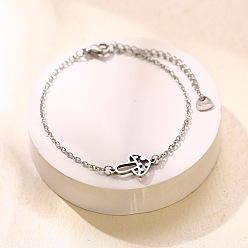 Champignons 304 maillons en acier inoxydable bracelets, couleur inox, sans ternissement, champignons, 6.50 pouce (16.5 cm)