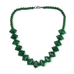 Malaysia Jade Natural Malaysia Jade Round & Cone Beaded Necklaces, with Stainless Steel Clasps, Dyed, 18.50 inch(47cm)~19.49 inch(49.5cm)