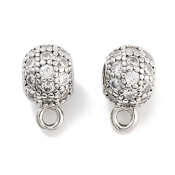 Платина Латунь с кубическим цирконием подвеской, без кадмия, без никеля и без свинца, колонка, прозрачные, платина, 11x6x8 мм, отверстия : 2.8 mm и 1.6 мм