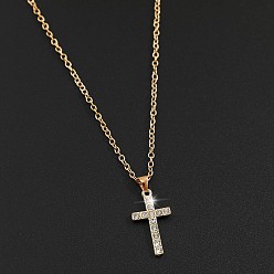 Золотой Ожерелья с подвесками из сплава крест-накрест со стразами, золотые, 15.75 дюйм (40 см)