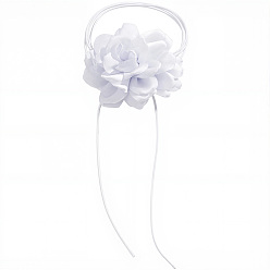 Белый 1 Женские ожерелья-чокеры из вощеного шнура с ретро-цветком розы из поликарбоната, белые, 70.87~78.74 дюйм (180~200 см)