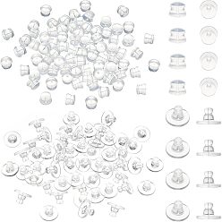 Clear 200Pcs 2 Styles Silicone Ear Nuts, Earring Backs, for Stud Earring Making, Clear, 5.5~10x4.5~7mm, Hole: 1mm, 100pcs/style