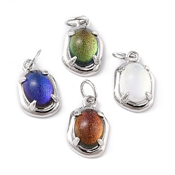 (52) Непрозрачная лаванда Экологичные латунные подвески, со стеклом и блестками, с целью перехода в кольце, долговечный, овальные, разноцветные, 13x9x5.5 мм, Перейти кольцо: 5x0.7 мм, внутренний диаметр: 3.6 мм