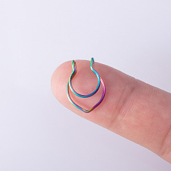 Rainbow Color V-образные 316l хирургическая нержавеющая сталь без пирсинга круглые/подковообразные кольца для носа в виде штанги, Радуга цветов, 16 мм, внутренний диаметр: 5~8 мм, штифты : 0.8 мм