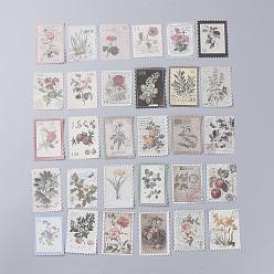 Other Plants Vintage Postage Stamp Stickers Set, for Scrapbooking, Planners, Travel Diary, DIY Craft, Plants Pattern, 6.8x4.7cm, 60pcs/set