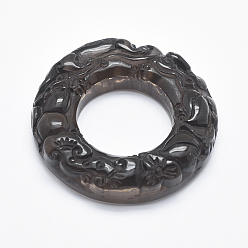 Obsidian Natural Obsidian Pendants, Flat Round, 46x10mm, Hole: 1.3mm
