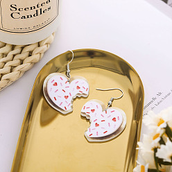 Сердце Акриловые серьги с подвесками ко Дню святого Валентина, платина, сердце, 51x32 мм