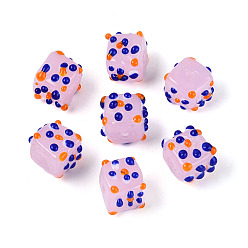 Бледно-Розовый Бусины лэмпворк , неровный куб, розовый жемчуг, 12.5~14.5x12.5~14.5x9.5~11.5 мм, отверстие : 1.2~1.8 мм