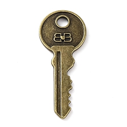 Античная Бронза Стойки подвески обшивки сплава, без кадмия, без никеля и без свинца, ключ, античная бронза, 56x23x3.5 мм, отверстие : 5 мм