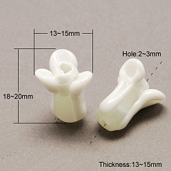 Белый Бусины лэмпворк , растительный, белые, 18~20x13~15x13~15 мм, отверстие : 2~3 мм