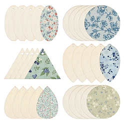 Mixed Shapes Деревянные большие подвески, для изготовления ювелирных изделий, разнообразные, 24.5~61x31~60x1.5~3 мм, отверстие : 2~3 мм