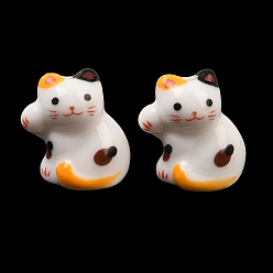 Colorful Handmade Porcelain Beads, Bright Glazed Porcelain, Cat Shape, Colorful, 17.5~18x15~15.5x13~13.5mm, Hole: 2.5mm