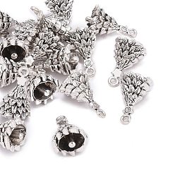 Античное Серебро Сплавочные подвески тибетского стиля, без кадмия, без никеля и без свинца, рождественская елка, на Рождество, античное серебро, 18x12x12 мм, отверстие : 2 мм