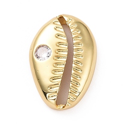 Золотой Кулоны из экологически чистой латуни с прозрачным кубическим цирконием, без кадмия и без свинца, долговечный, оболочка, золотые, 20.5x14x4.5 мм, отверстие : 19x2 мм