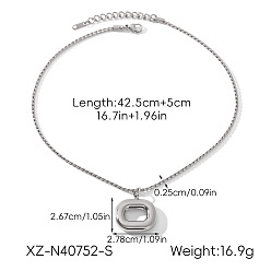 Couleur Acier Inoxydable 304 inoxydable pendentifs rectangle en acier, couleur inox, 16.73 pouce (42.5 cm)