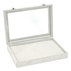 Gray Velvet Box, with Snap Buttons, Rectangle, Gray, 28.2x20x0.5cm