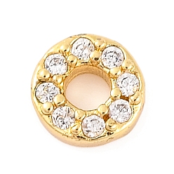 Letter O Покрытие стойки латунное микропаве кабошоны из кубического циркония, без кадмия и без свинца, долговечный, реальный 18 k позолоченный, Письмо O, 5x2 мм