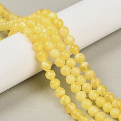 Желтый Нити из натуральных бусин из пчелиного воска, круглые, желтые, 5.5~6 мм, отверстие : 0.7 мм, около 91 шт / нитка, 20.28'' (51.5 см)