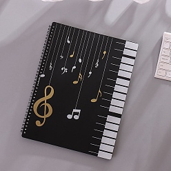 Черный A4 пластиковая папка для фортепиано, держатель нот в переплете, органайзер для тетрадей на спирали, прямоугольные, чёрные, 315x235x15 мм, 20 листы/книга