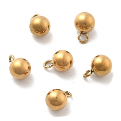 Настоящее золото 18K Ионное покрытие (ip) 304 брелоки из нержавеющей стали, круглый шарм, реальный 18 k позолоченный, 9x6 мм, отверстие : 1.6 мм